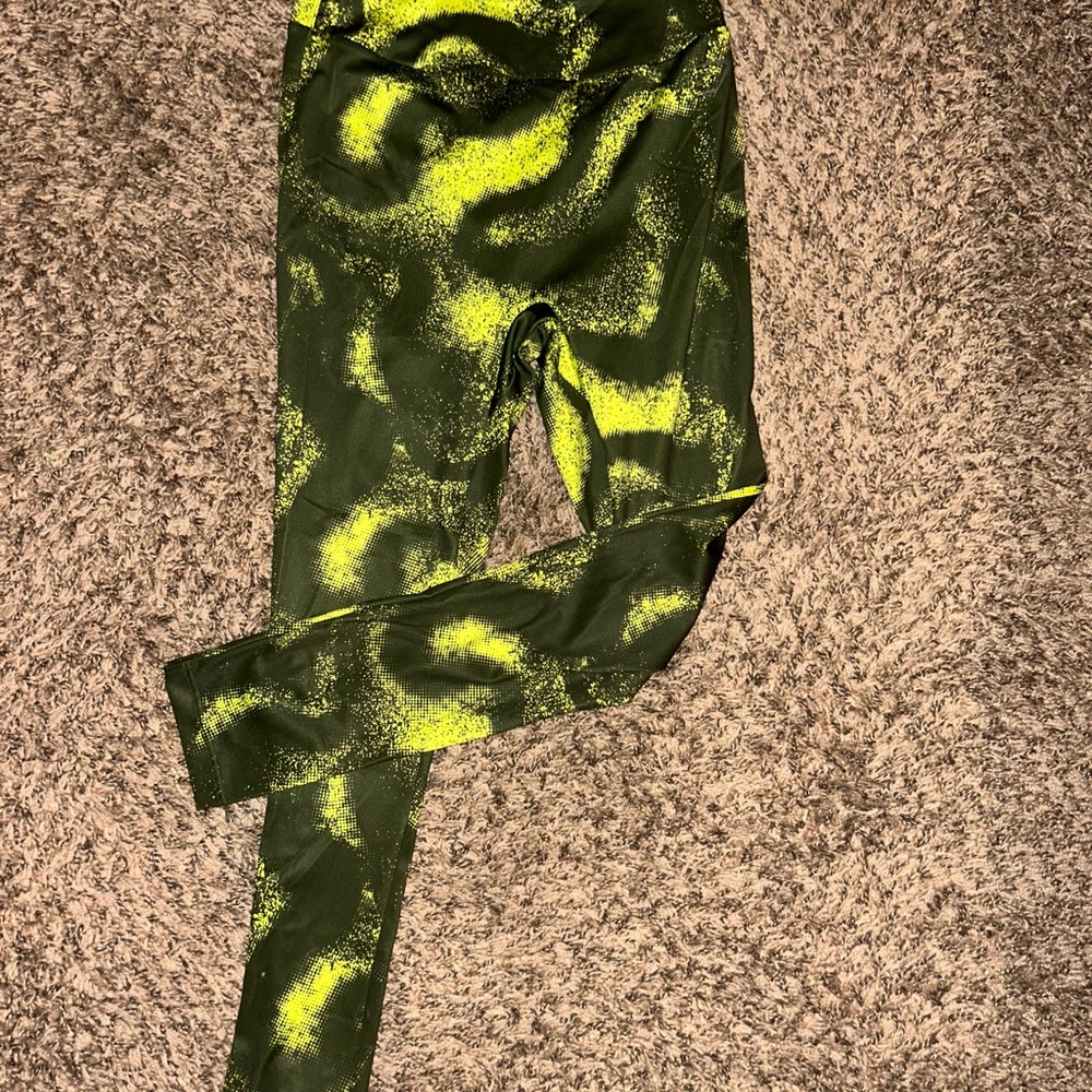 Gymshark platter Print Leggings - Green and Yellow